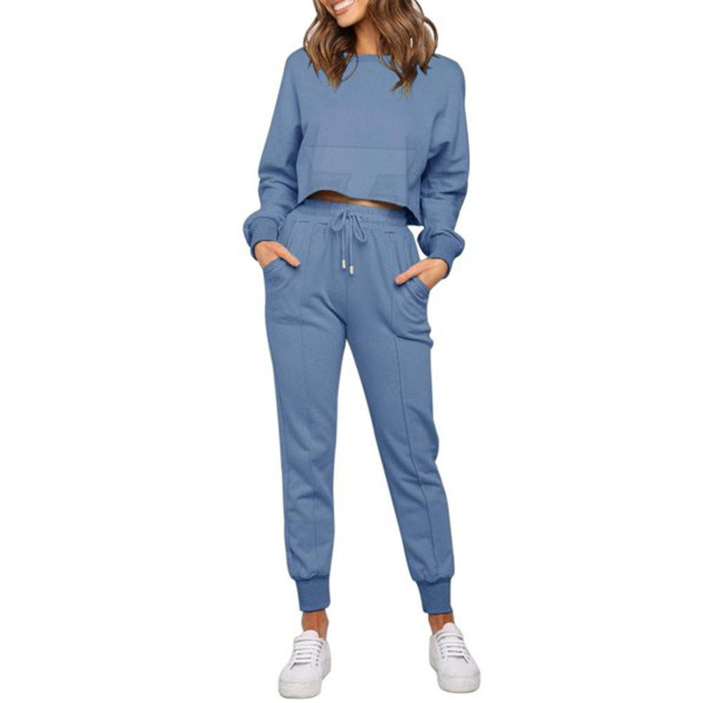 Long Sleeve Crop Top Jogging Set Hot Selling Winter Suit For Women's Fashion Casual Latest Design Crop Top Jogging Set